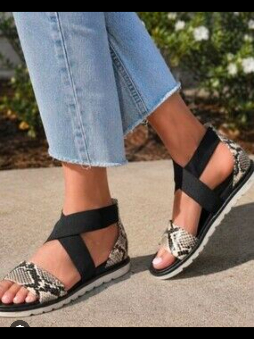Sorel Black & Snake-Print Strappy Sport Sandals